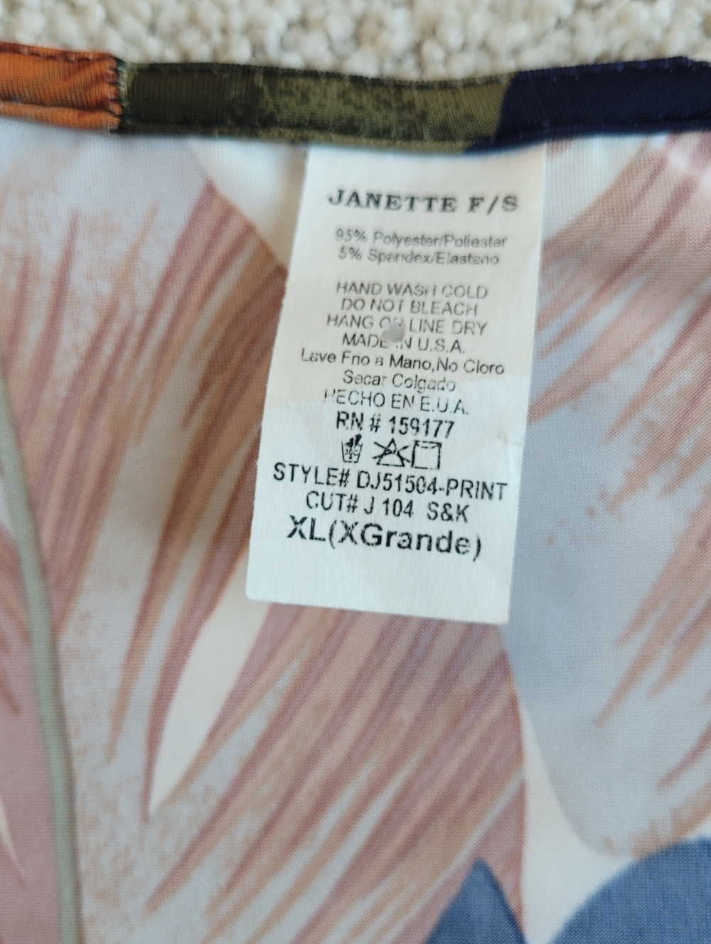 Janette Tropical Leaf Print V-Neck Maxi Dress Blue Brown Flowy Summer Sz XL - Picture 5 of 9